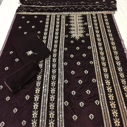 micro velvet embroidered 3Piece suit