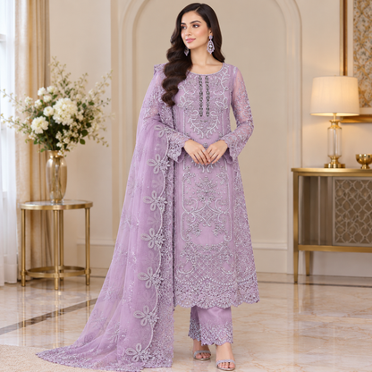 Maria B organza embroidered cuttwork 3 piece suit