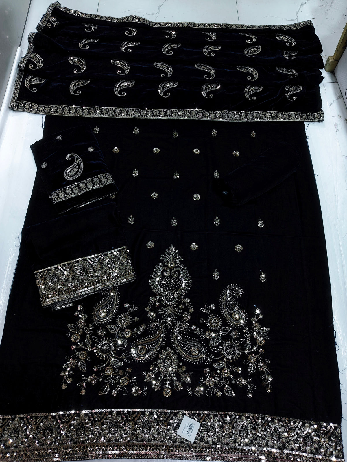 micro velvet cuttdana work 3 piece suit