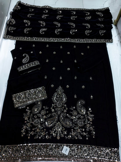micro velvet cuttdana work 3 piece suit