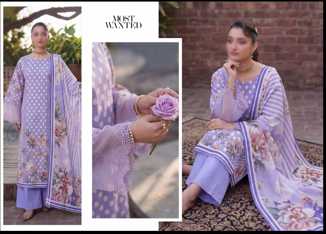 Fantak polka printed lawn 3p