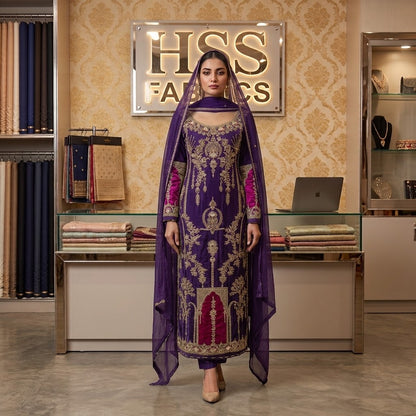 luxury pure silk hand embellished 3 piece suit