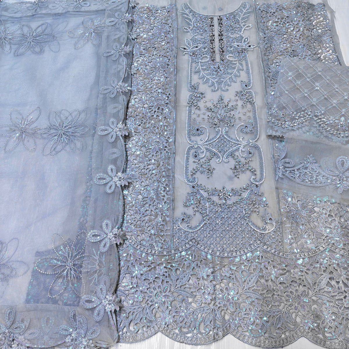 Maria B organza embroidered cuttwork 3 piece suit
