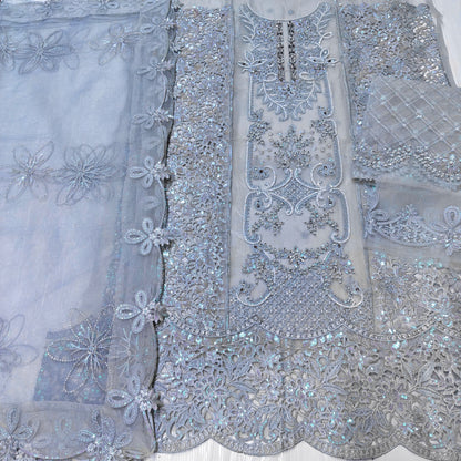 Maria B organza embroidered cuttwork 3 piece suit