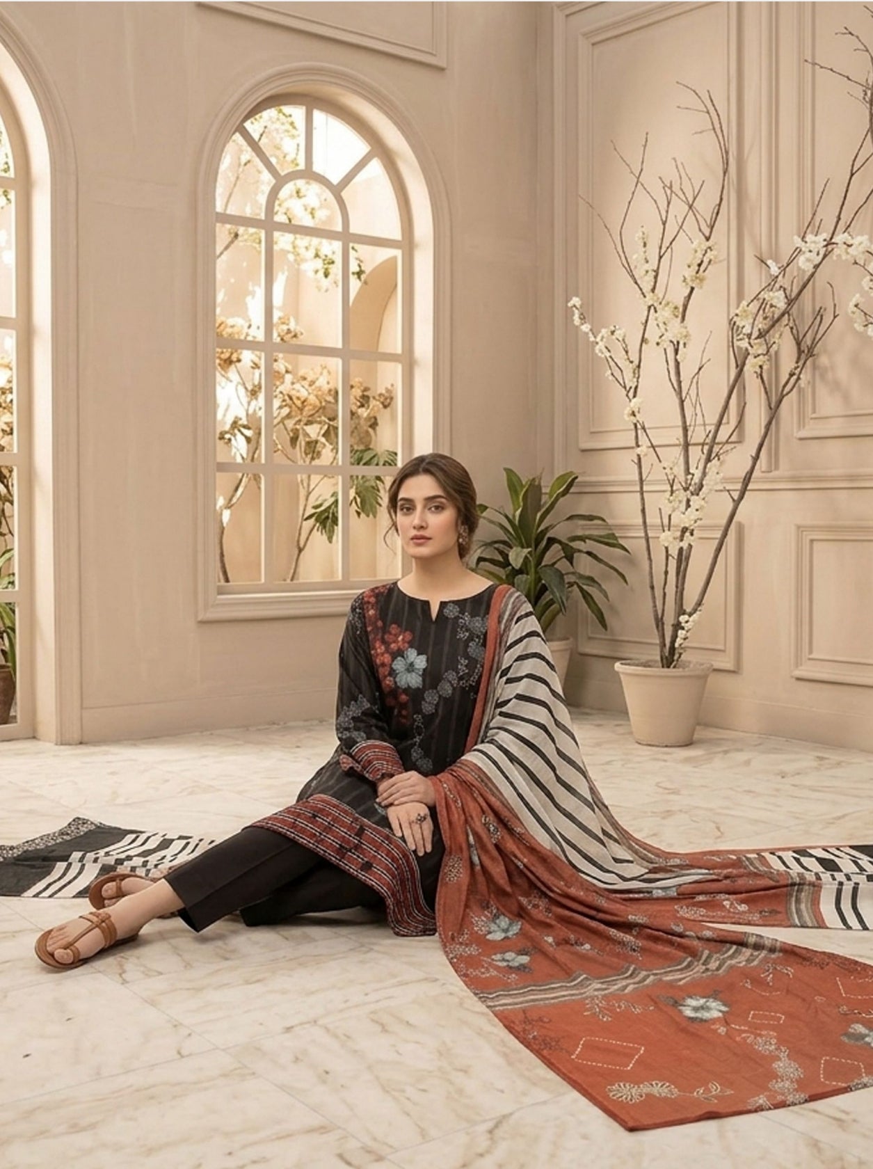 HSS Premium print lawn 3 piece suit