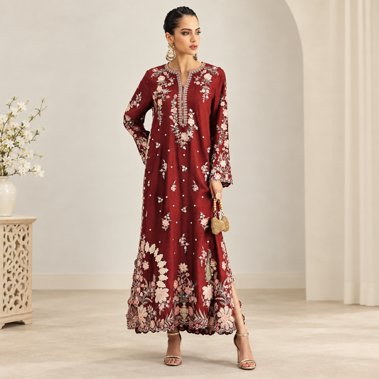 Ethnic silk embroidered 2 piece suit