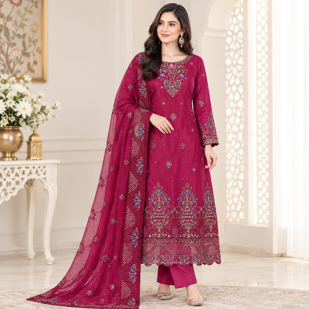 18 pro max viscous embroidered 3 piece suit