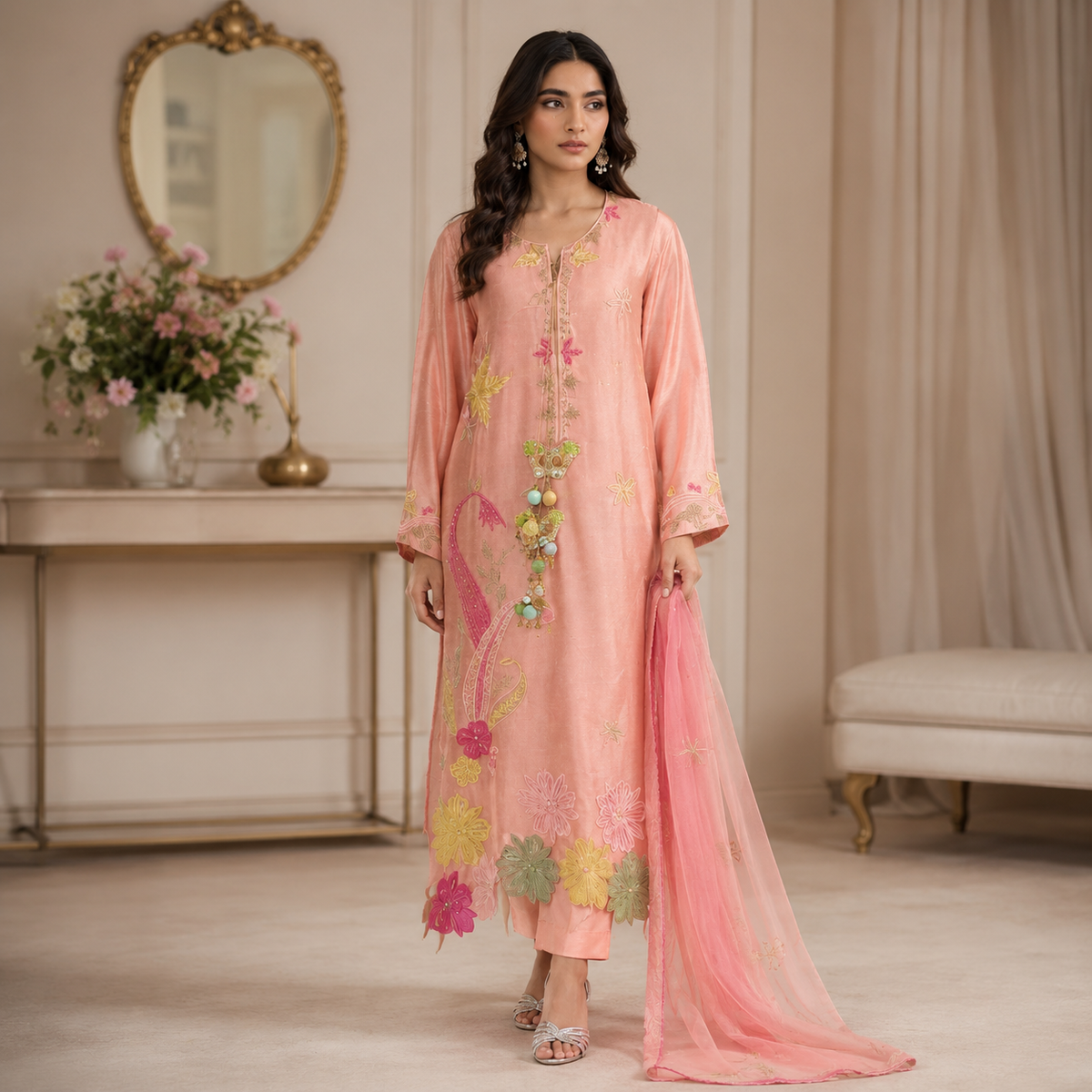 Ethnic Silk Kaftan special 2 piece suit