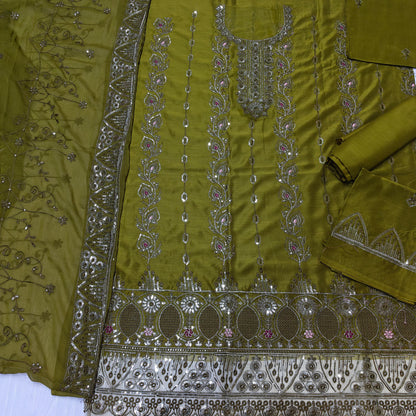 gulaal viscous embroidered 3 piece suit