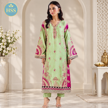 Ethnic Silk kaftan embroidered 2 piece suit