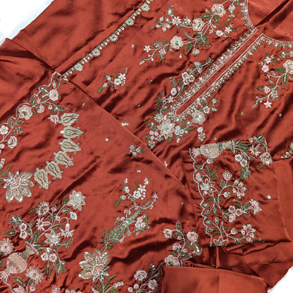 Ethnic silk embroidered 2 piece suit