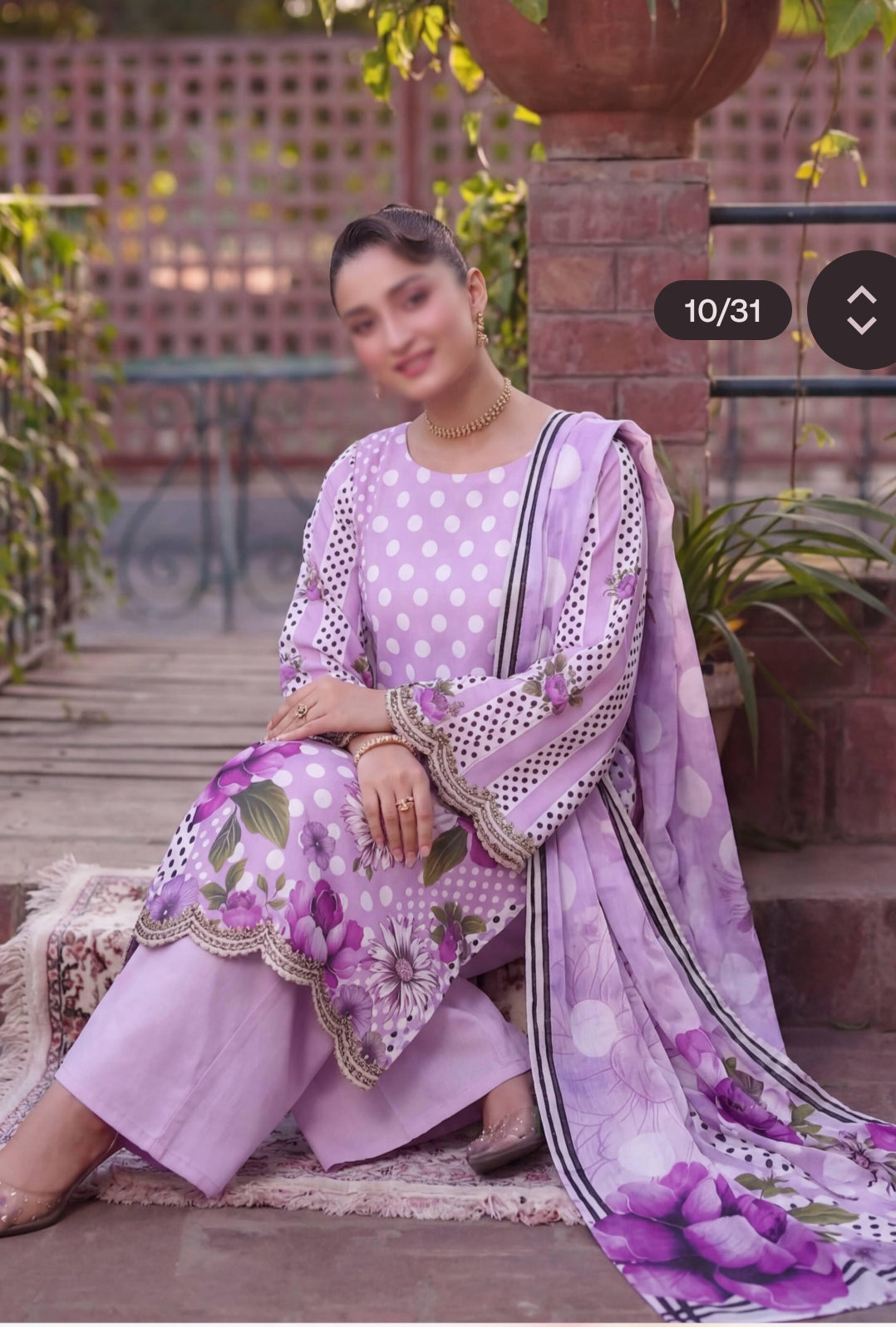 Fantak polka printed lawn 3p