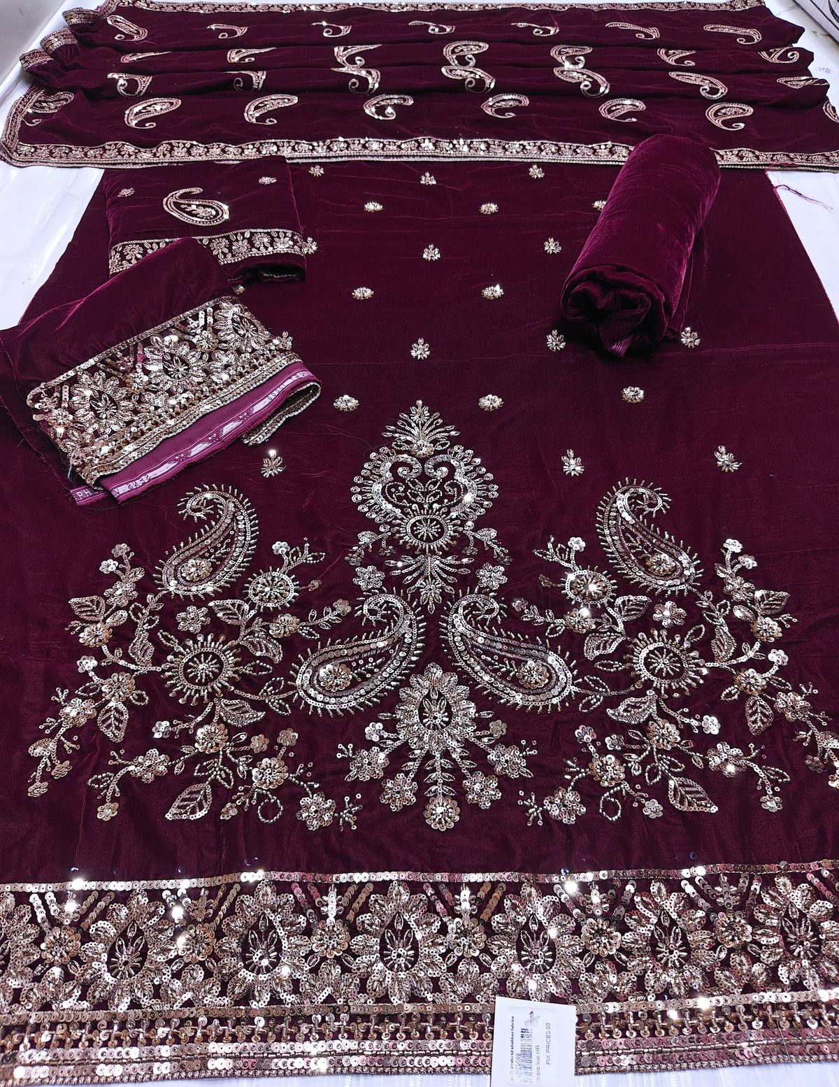 micro velvet cuttdana work 3 piece suit