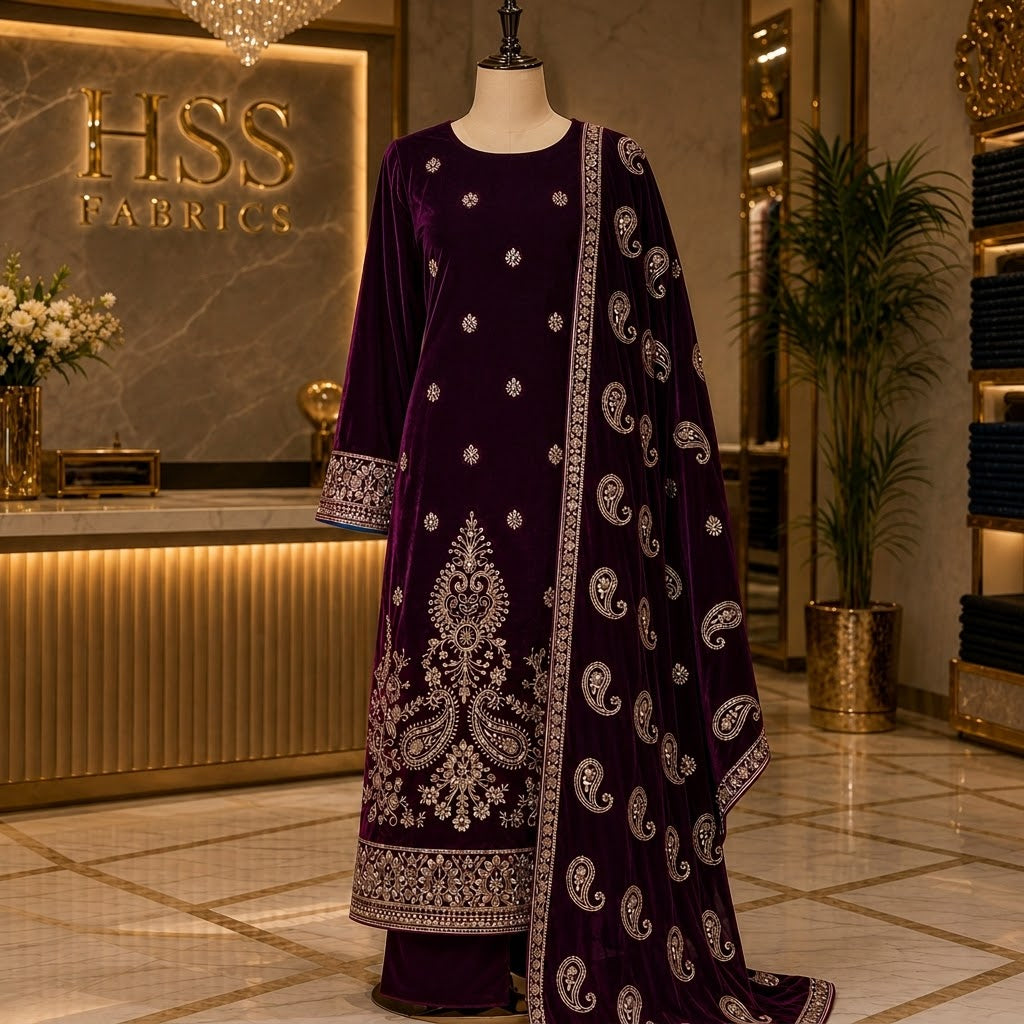 micro velvet cuttdana work 3 piece suit