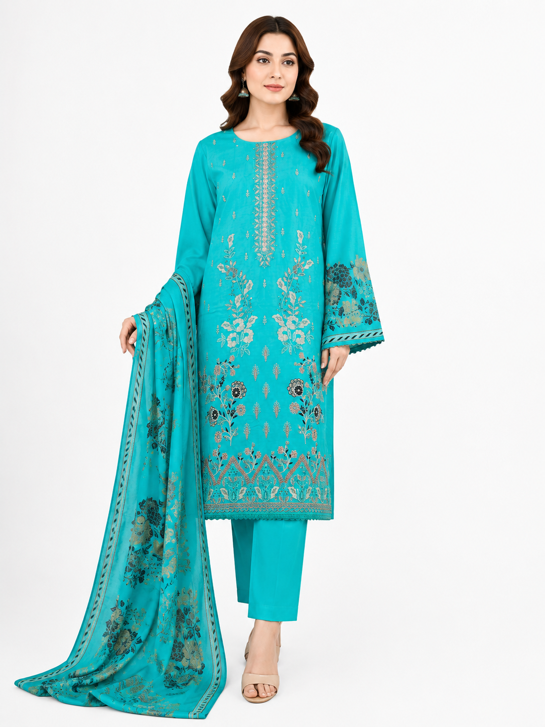 Abrish luxury embroidered lawn 3 piece suit
