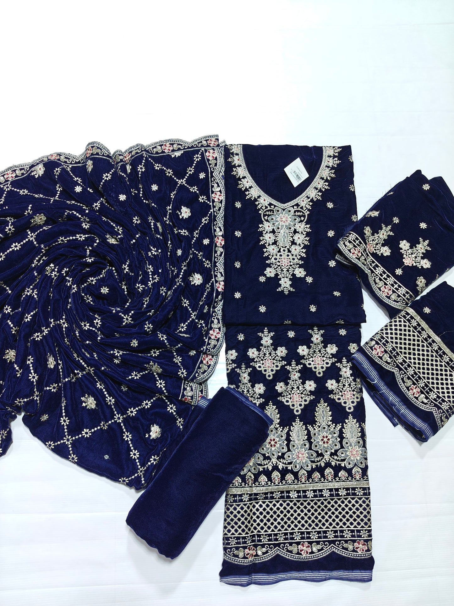 Micro Velvet Embroidered 3 Piece suit