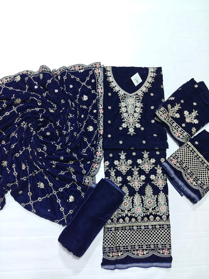 Micro Velvet Embroidered 3 Piece suit