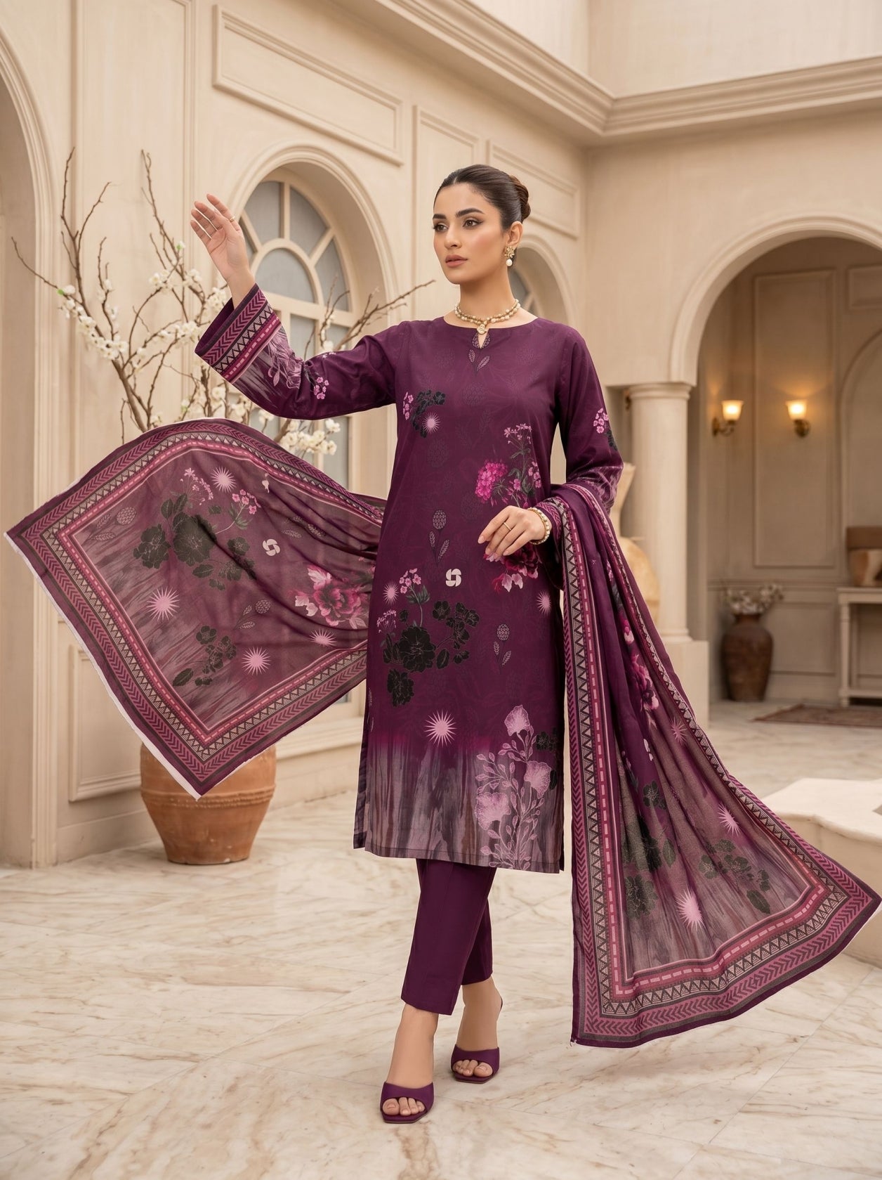 HSS Premium print lawn 3 piece suit