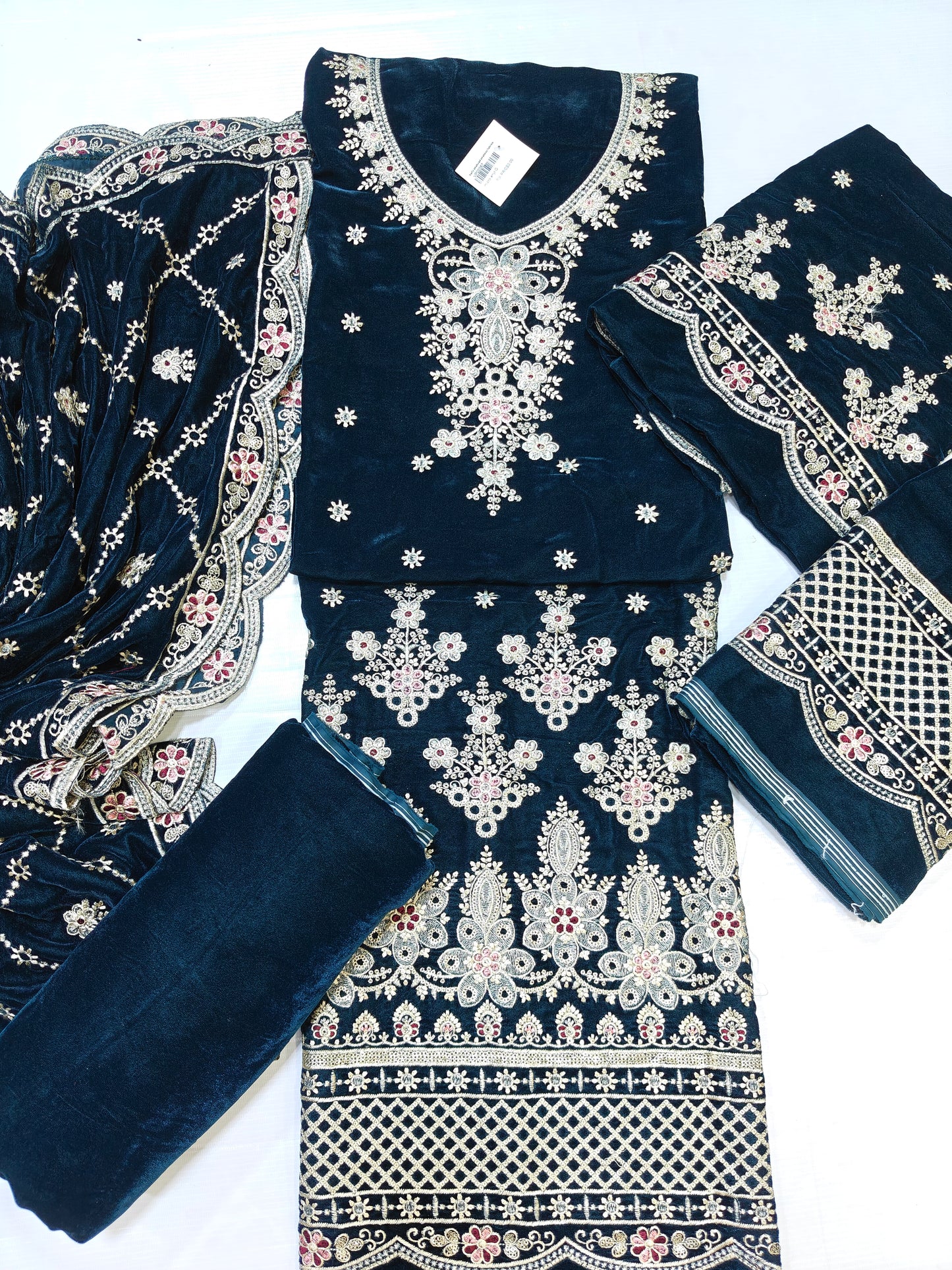 Micro Velvet Embroidered 3 Piece suit
