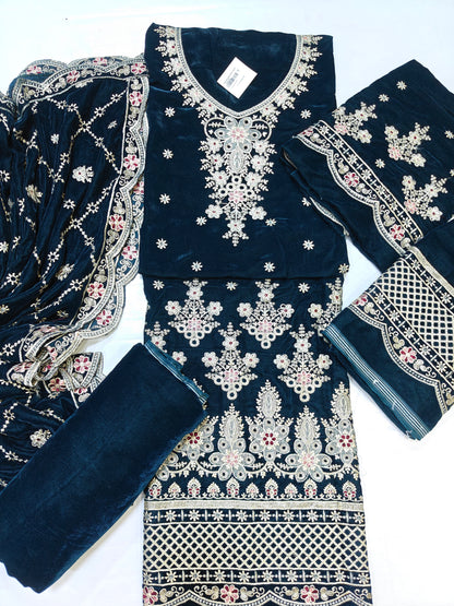 Micro Velvet Embroidered 3 Piece suit