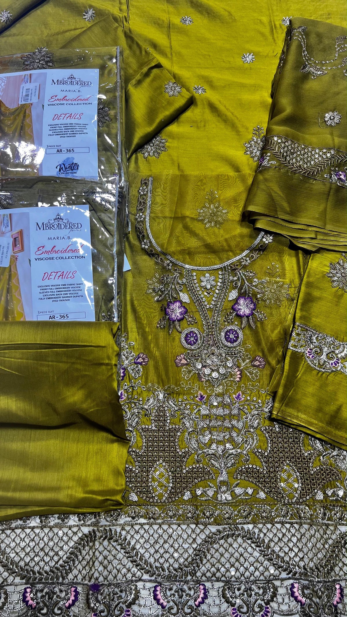 maria b viscous embroidered 3 piece suit