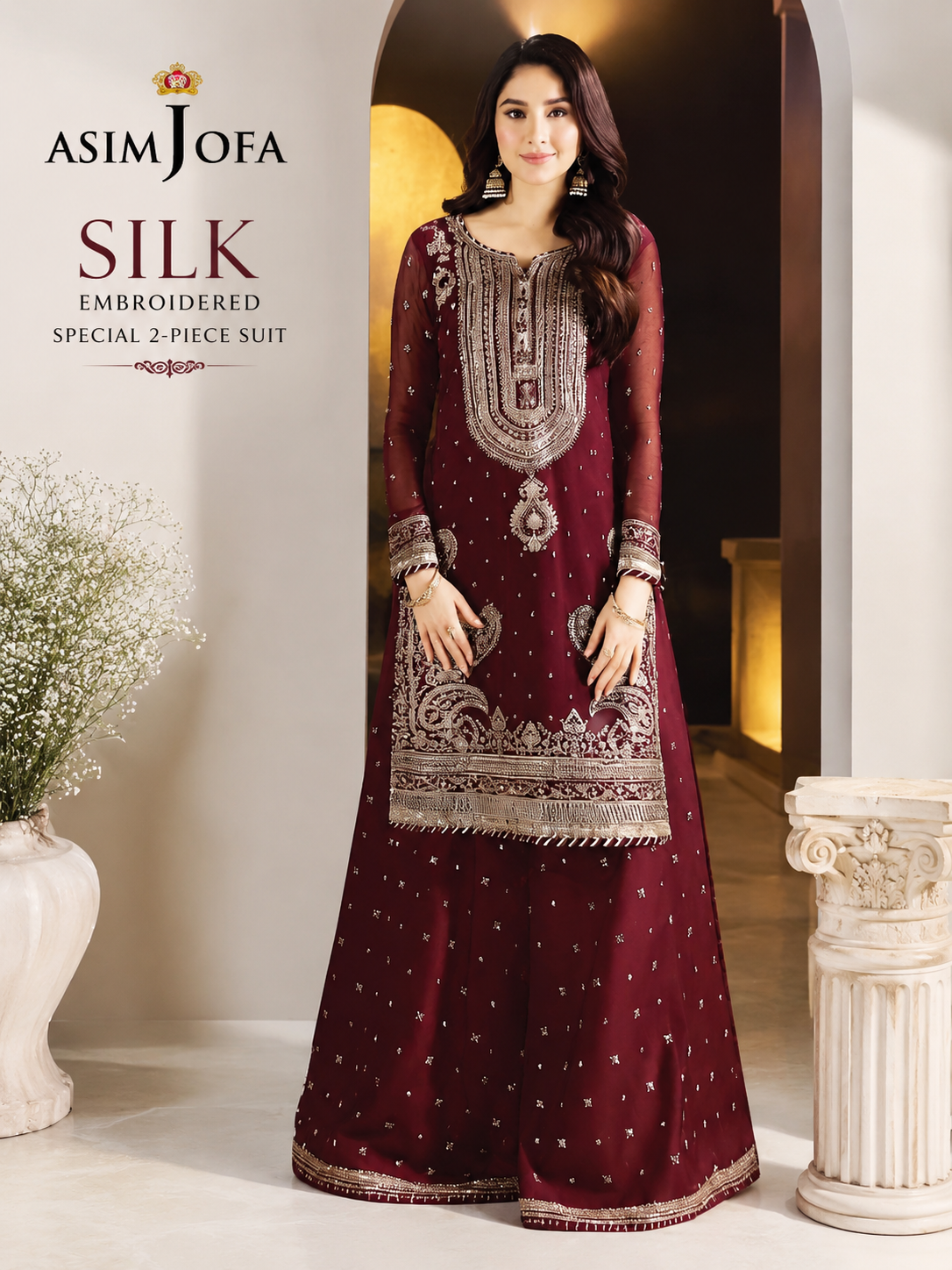 Asim jofa silk embroidered Special 2 piece suit