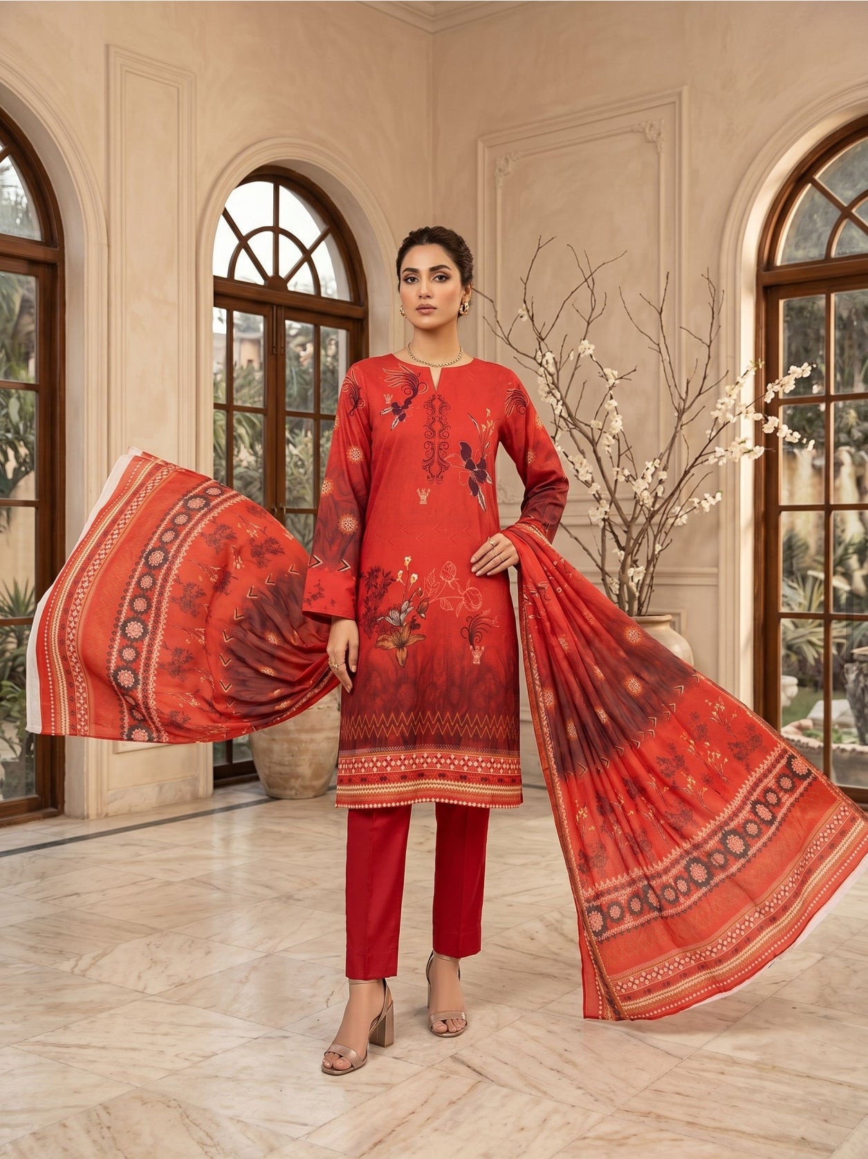 HSS Premium print lawn 3 piece suit