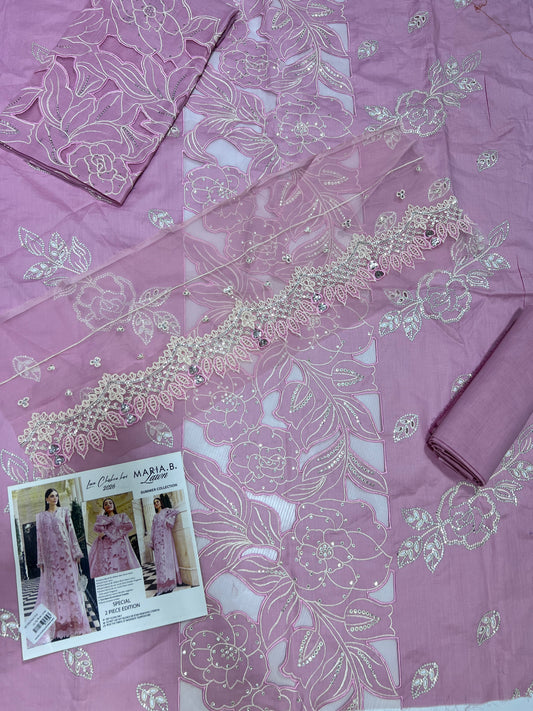 Maria B Luxury Chikankari Embroidered Lawn – 2 Piece Special Edition (Dusty Lilac)