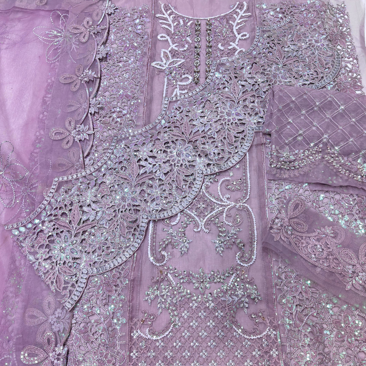 Maria B organza embroidered cuttwork 3 piece suit