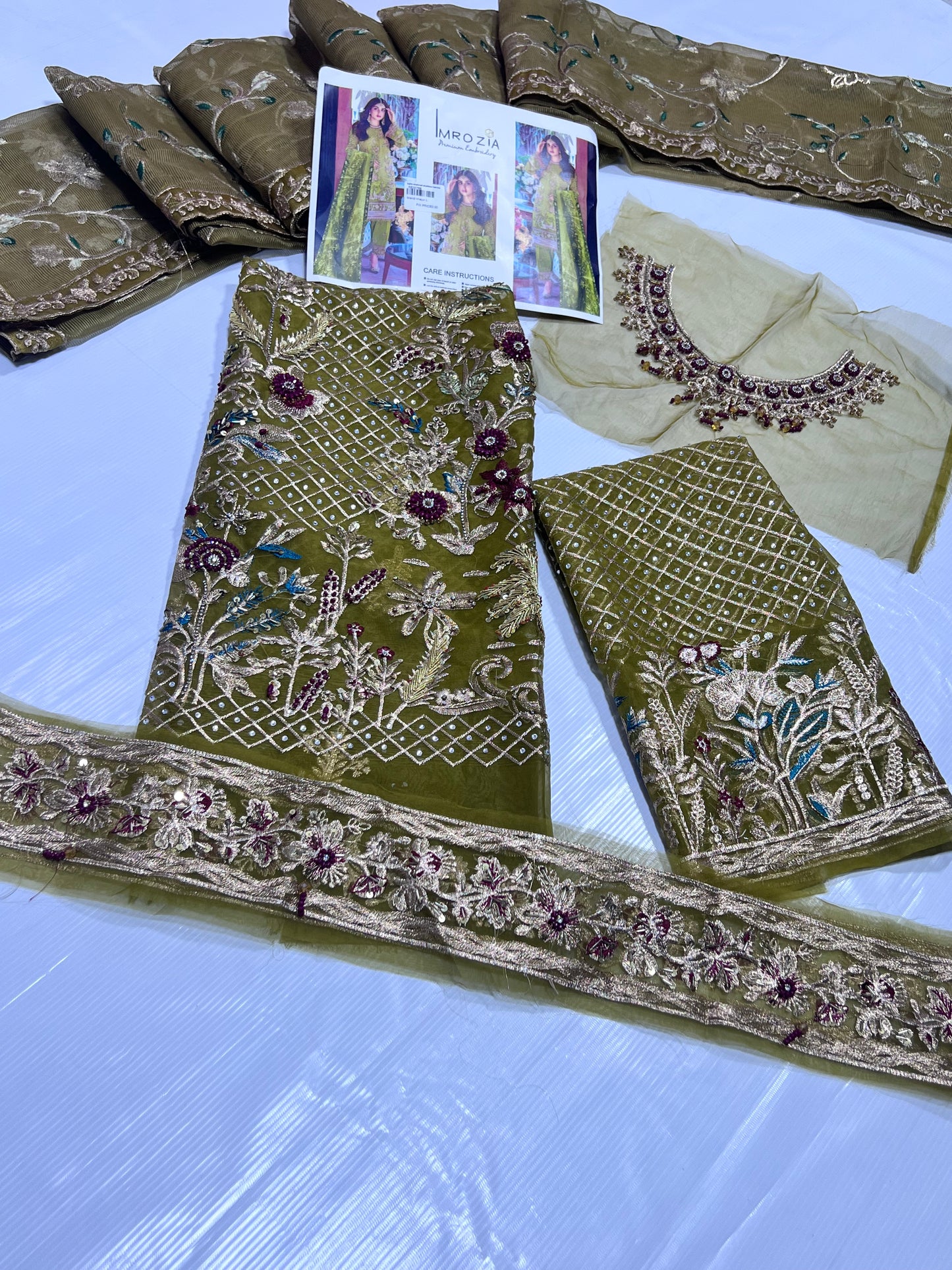 Imrozia Luxury Organza Embroidered & Hand Embellished Suit