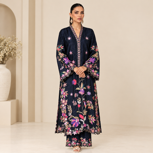 ✨ Luxury Embroidered Silk Kaftan – Special 2-Piece Edition ✨