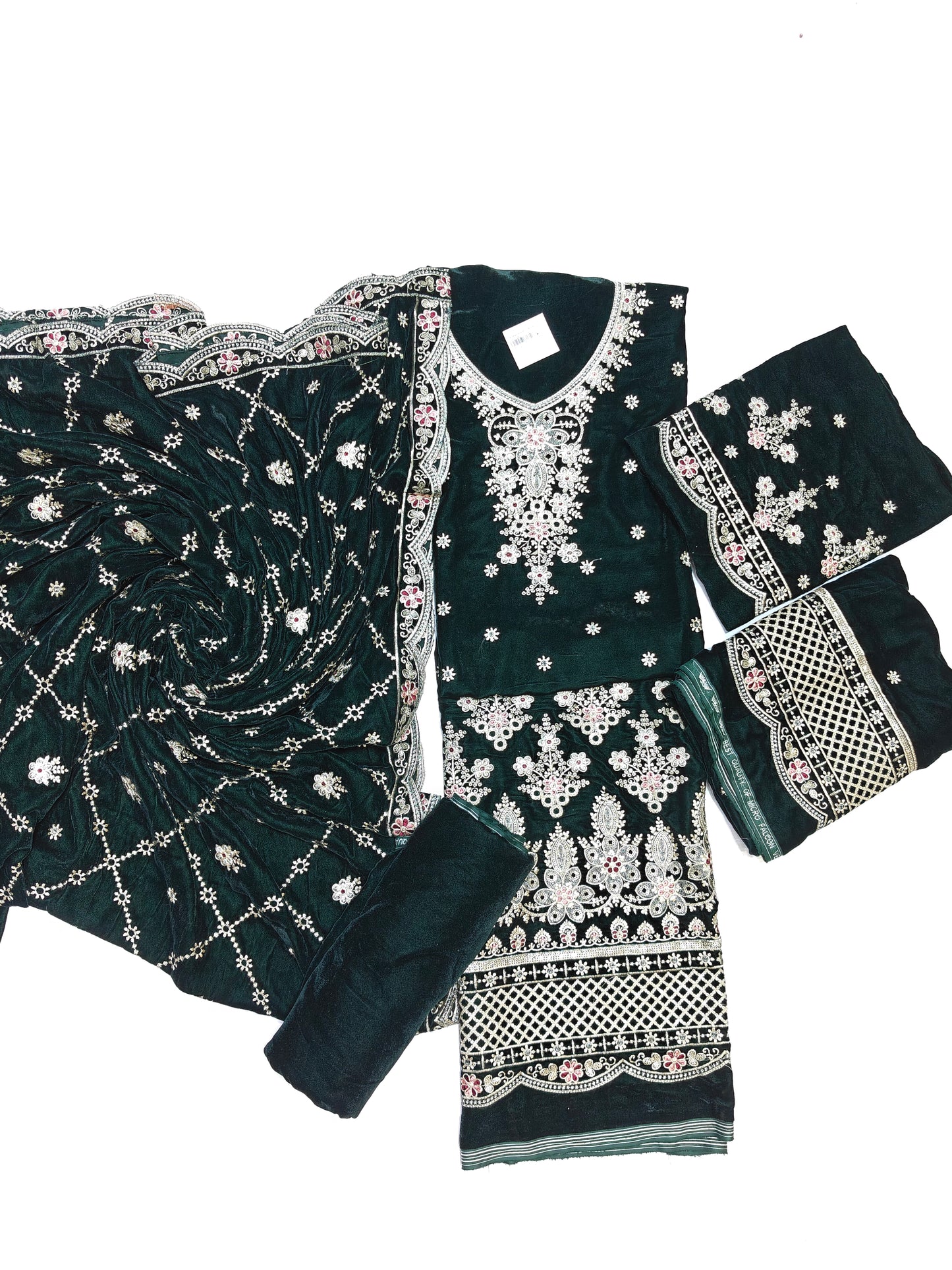 Micro Velvet Embroidered 3 Piece suit