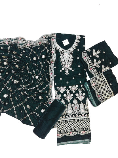 Micro Velvet Embroidered 3 Piece suit