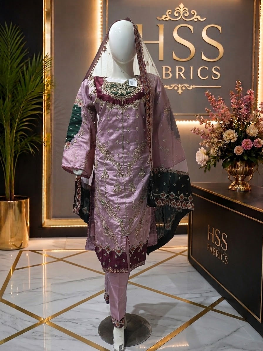 Rao silk stitched hand embellished 3 piece suit