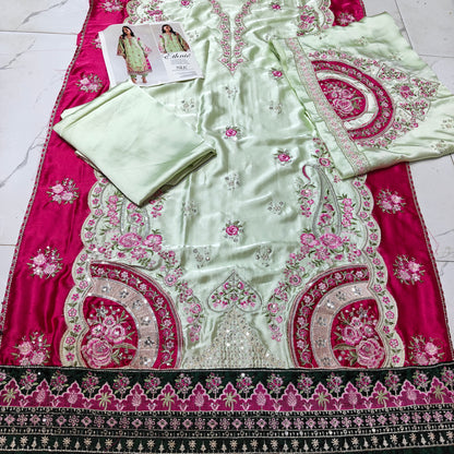 Ethnic Silk kaftan embroidered 2 piece suit