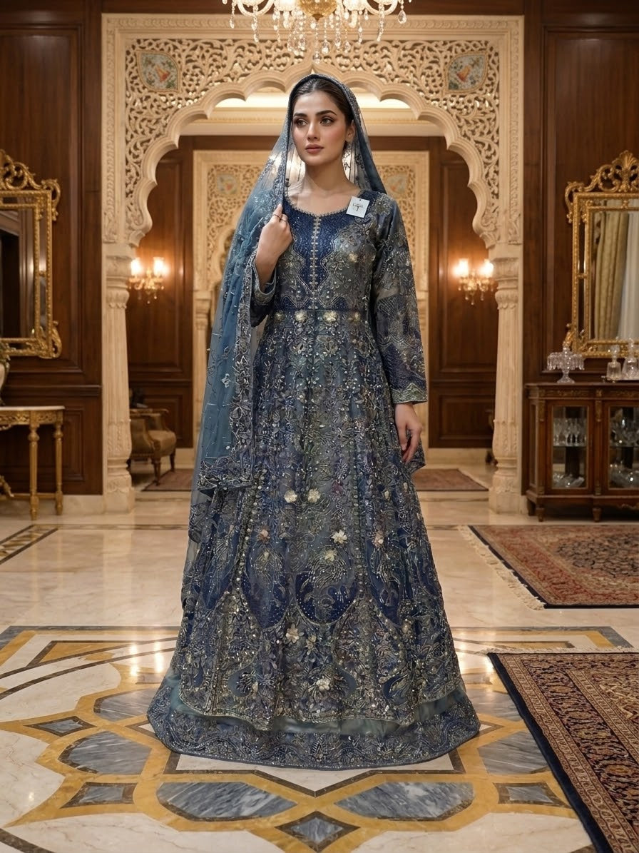 faiza saqlain mexi stitched embroidered hand embellished 3 piece