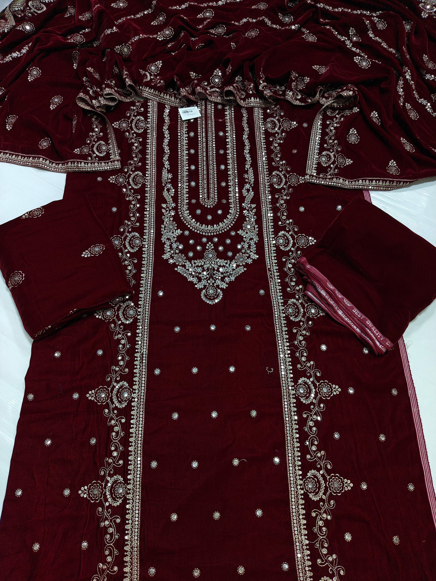 micro velvet embroidered 3Piece suit