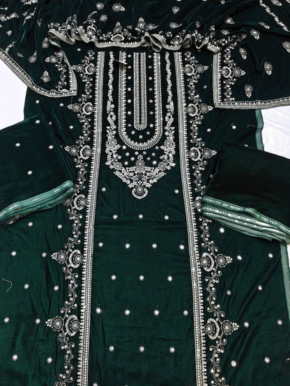 micro velvet embroidered 3Piece suit