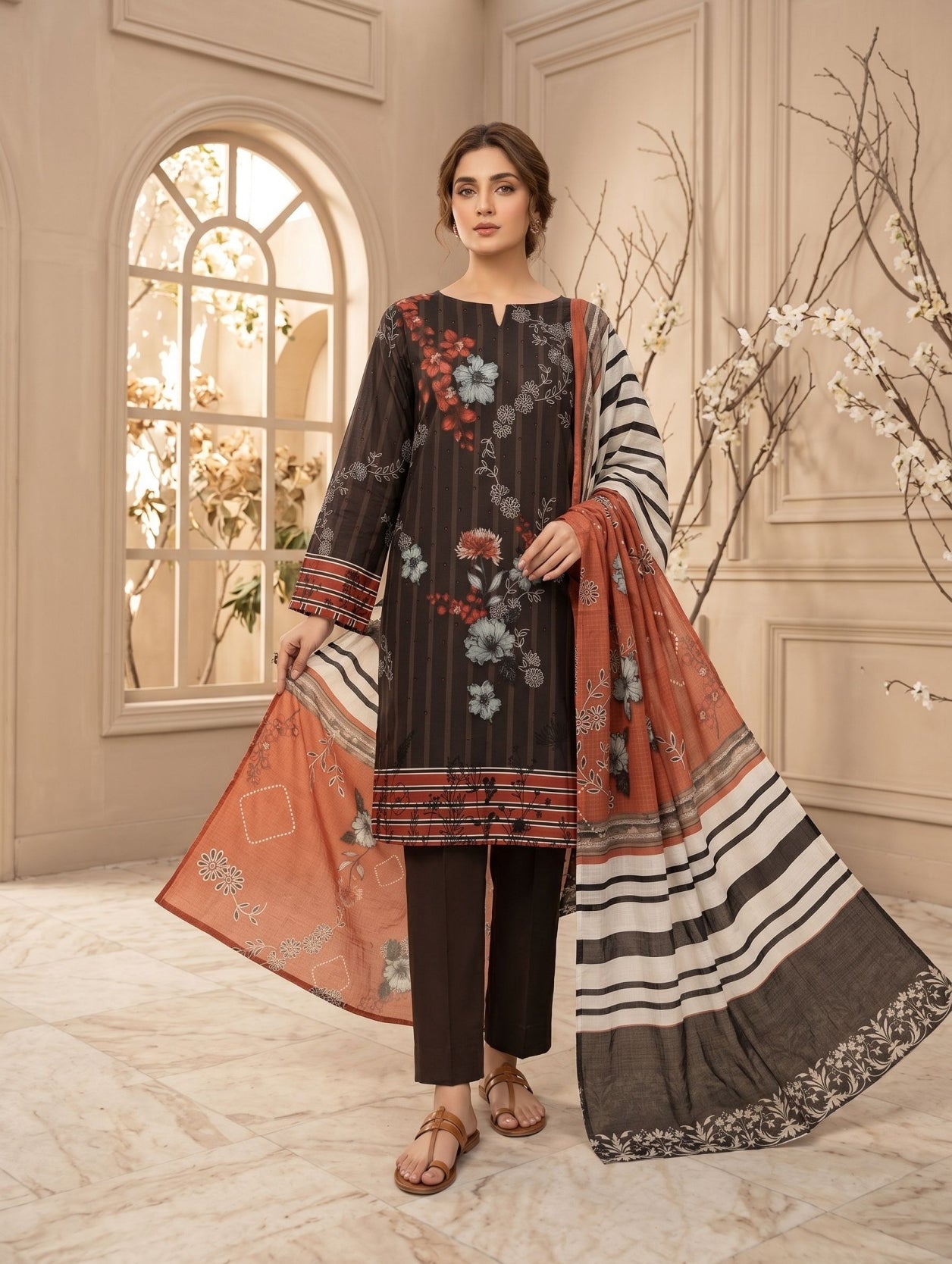 HSS Premium print lawn 3 piece suit