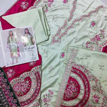 Ethnic Silk kaftan embroidered 2 piece suit