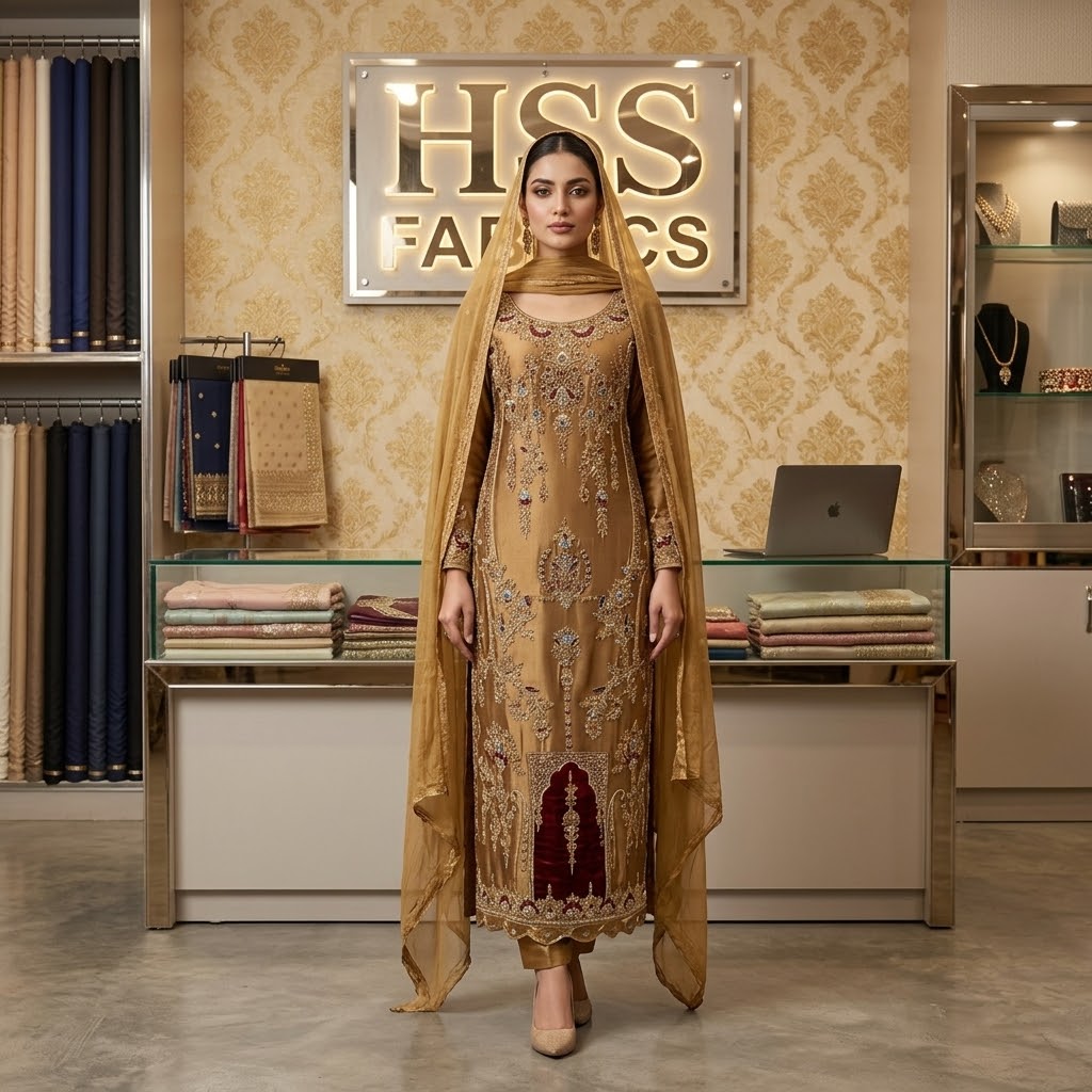luxury pure silk hand embellished 3 piece suit