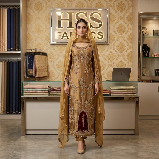 luxury pure silk hand embellished 3 piece suit