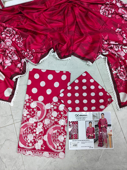 Alkaram Luxury lawn 3p lezar cut daman