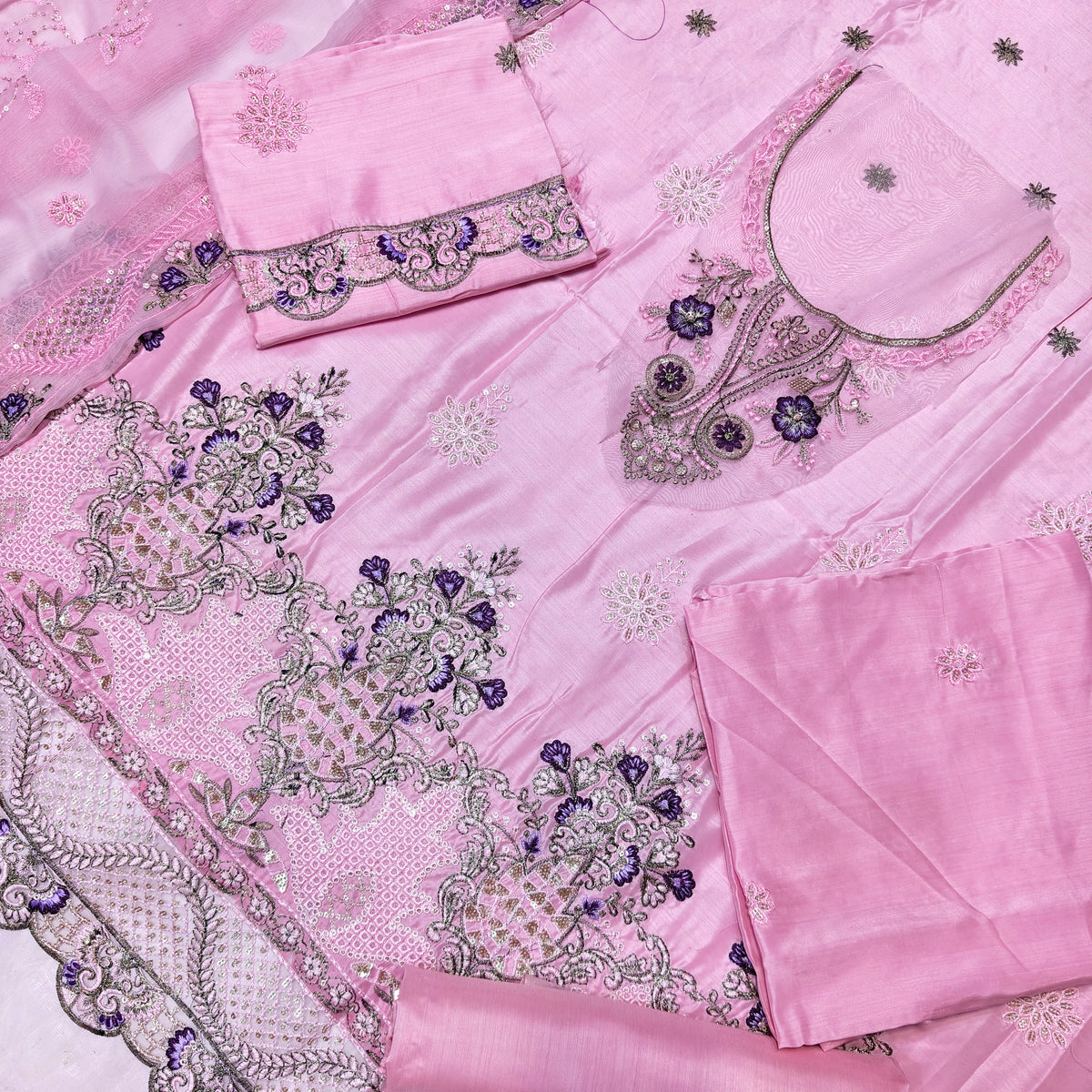maria b viscous embroidered 3 piece suit