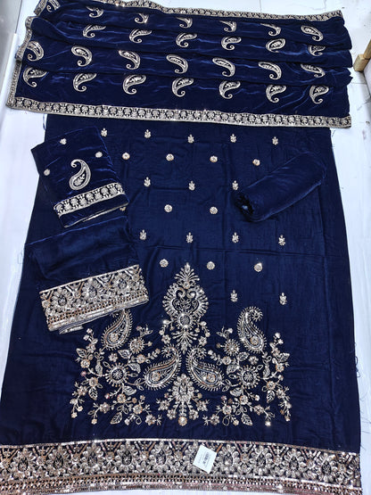 micro velvet cuttdana work 3 piece suit
