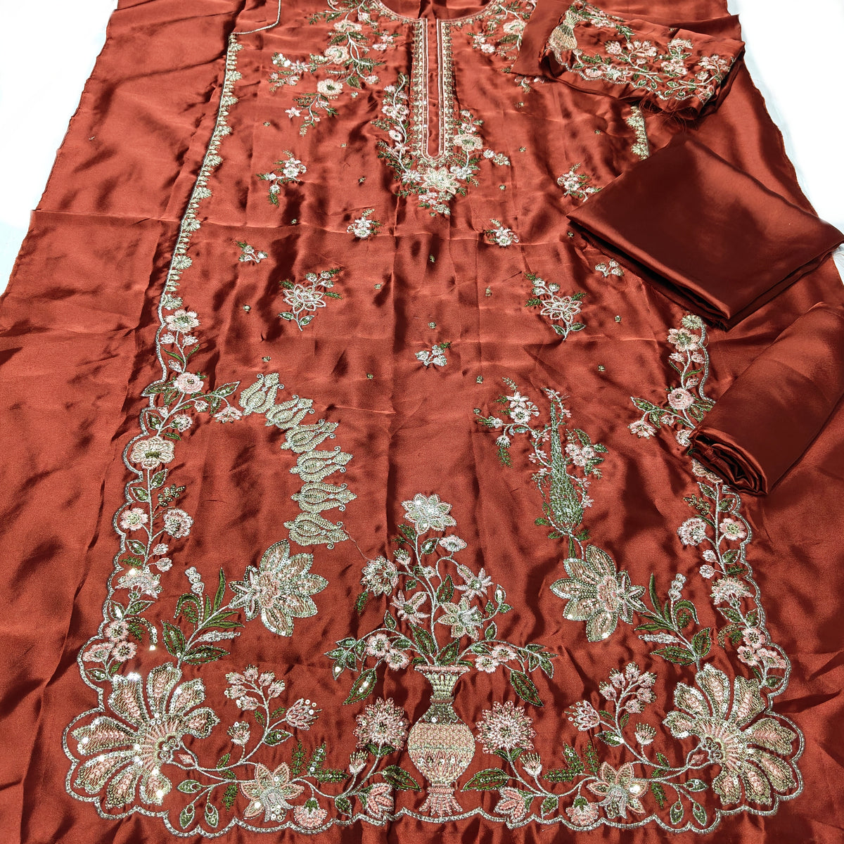 Ethnic silk embroidered 2 piece suit