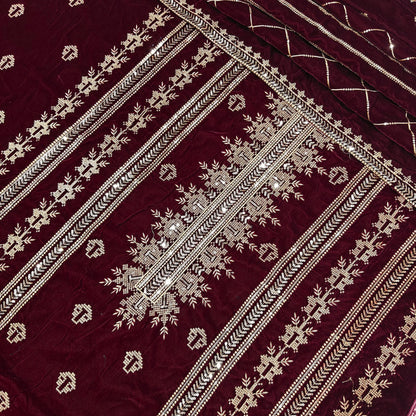 micro velvet embroidered 3Piece suit