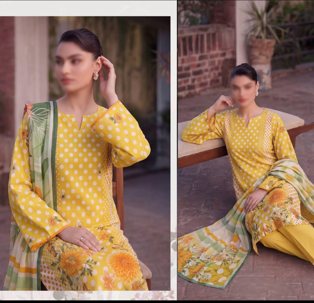 Fantak polka printed lawn 3p