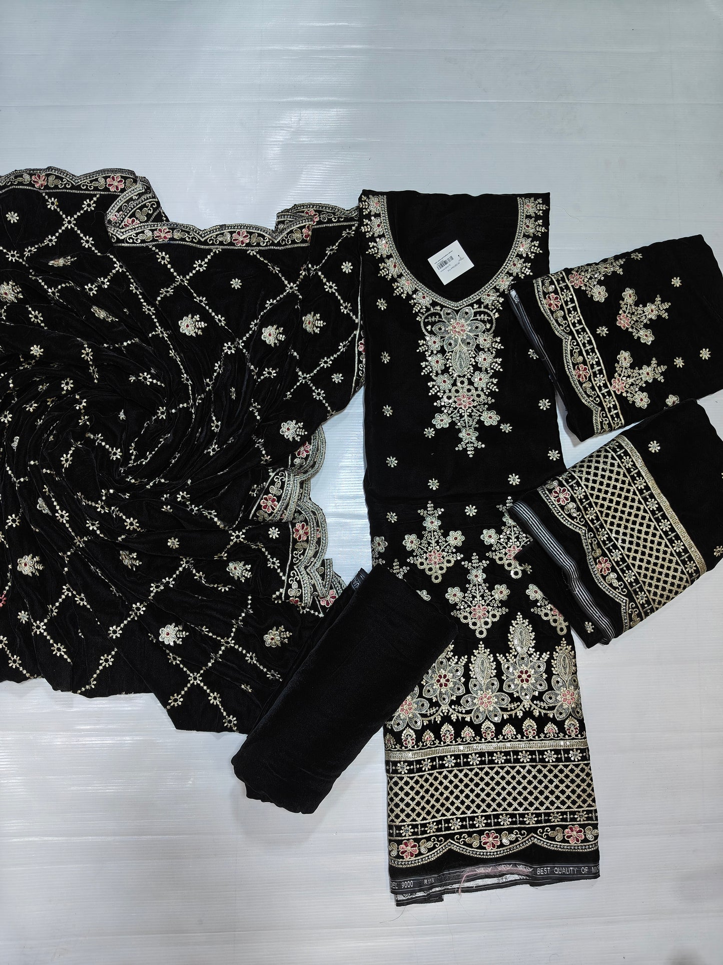 Micro Velvet Embroidered 3 Piece suit