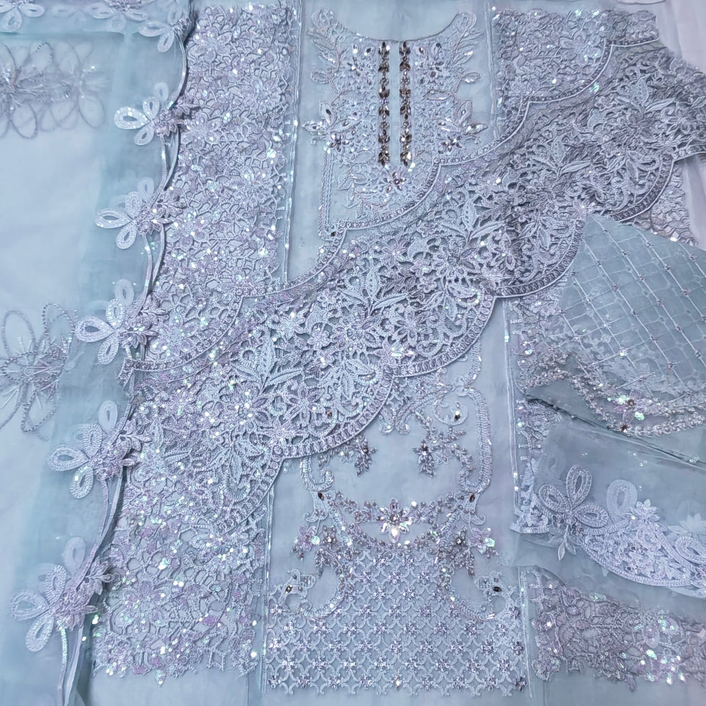 Maria B organza embroidered cuttwork 3 piece suit
